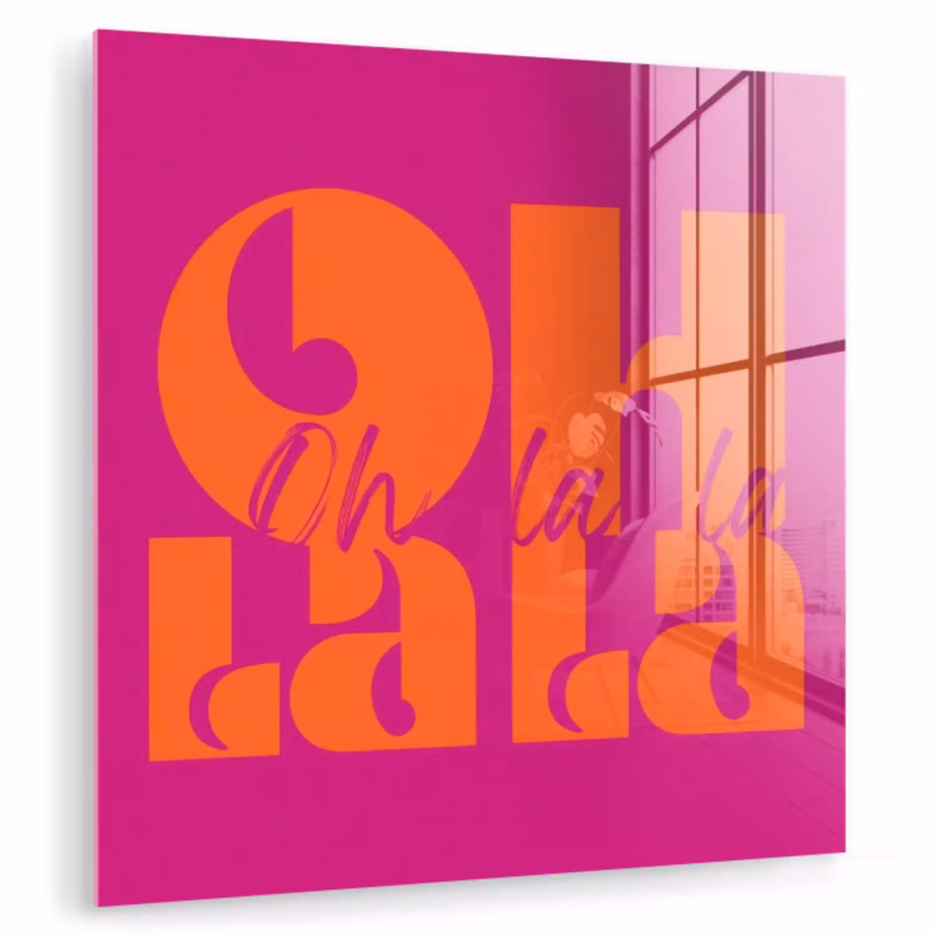 Oh la la - Roze - Oranje - Gestapelde letters plexiglas 5mm klein -zzzproduct_nieuw
