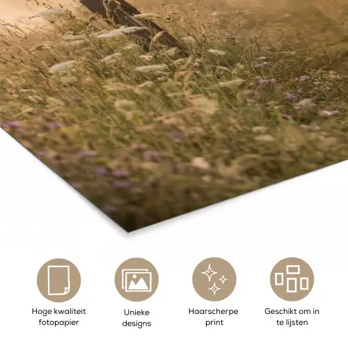 Hek - Natuur - Mist - Veld poster papier klein -closeup_NL