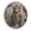 Schotse hooglander - Toilet - Krant - Badkamer Akoestische PET Vilt - Rond klein -3d