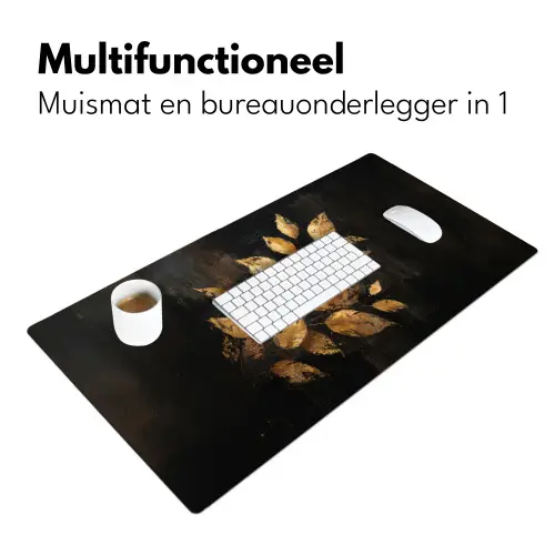 Gouden Bladeren op Donkere Achtergrond Muismat XXL klein -sfeer4