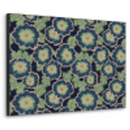 Bloemen - Borduurwerk - Patroon - Blauw - Groen Textielframe zwart klein 947 -3d
