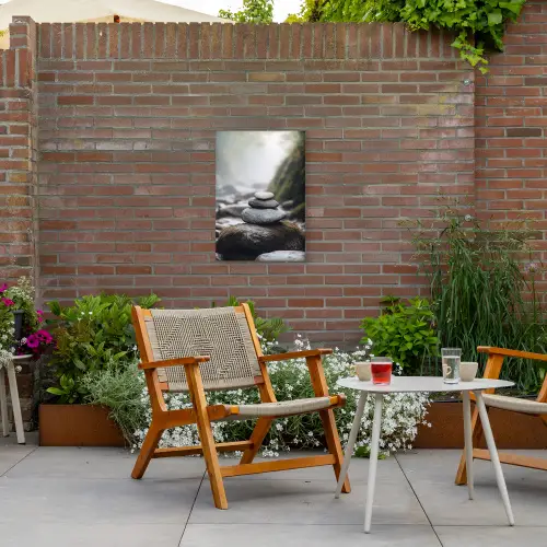 Stenen - Stapel - Natuur Tuinposter op houten frame 2 cm dik klein -sfeer3