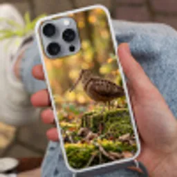Houtsnip - Bos - Bladeren - Herfst - Gecamoufleerd Hoesje iPhone 16 Pro Max met koord klein -sfeer3