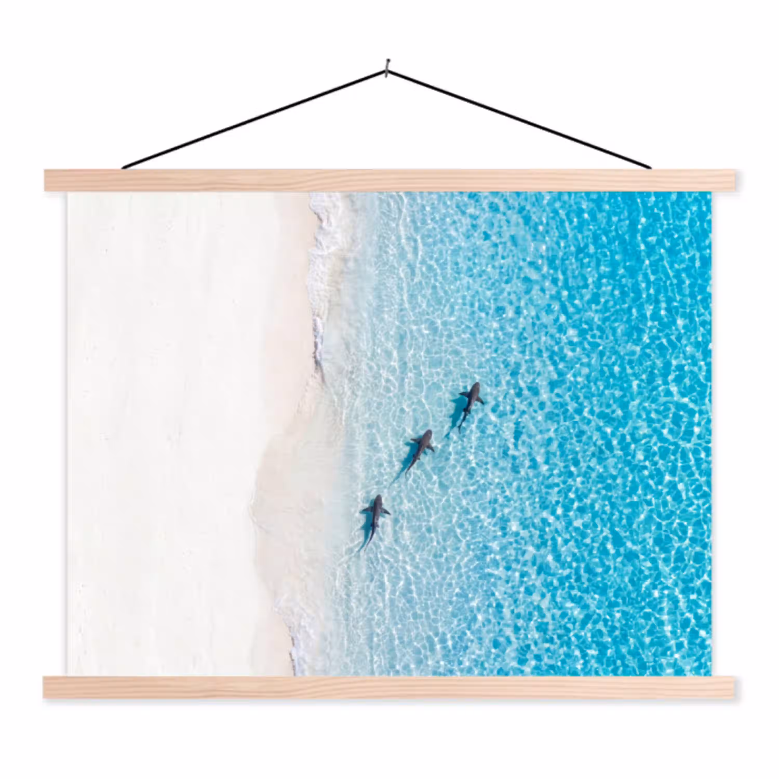 Vis - Oceaan - Strand - Turquoise - Natuur textielposter latten blank klein -3d