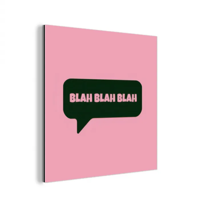 Roze - Tekstwolk - Groen - BLAH BLAH BLAH aluminium wit klein -3d
