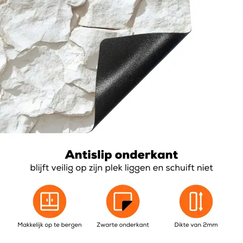 Structuur - Rots - Wit Inductie beschermer vinyl 3mm klein 276 -zzzzzzz-td-onderkant