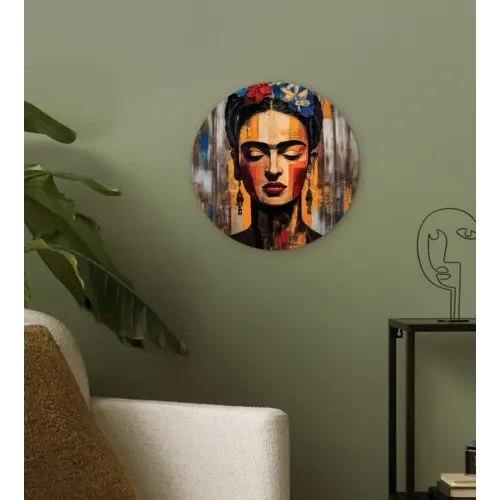 Portret - Vrouw - Bloemen Wandcirkel plexiglas klein -sfeer3
