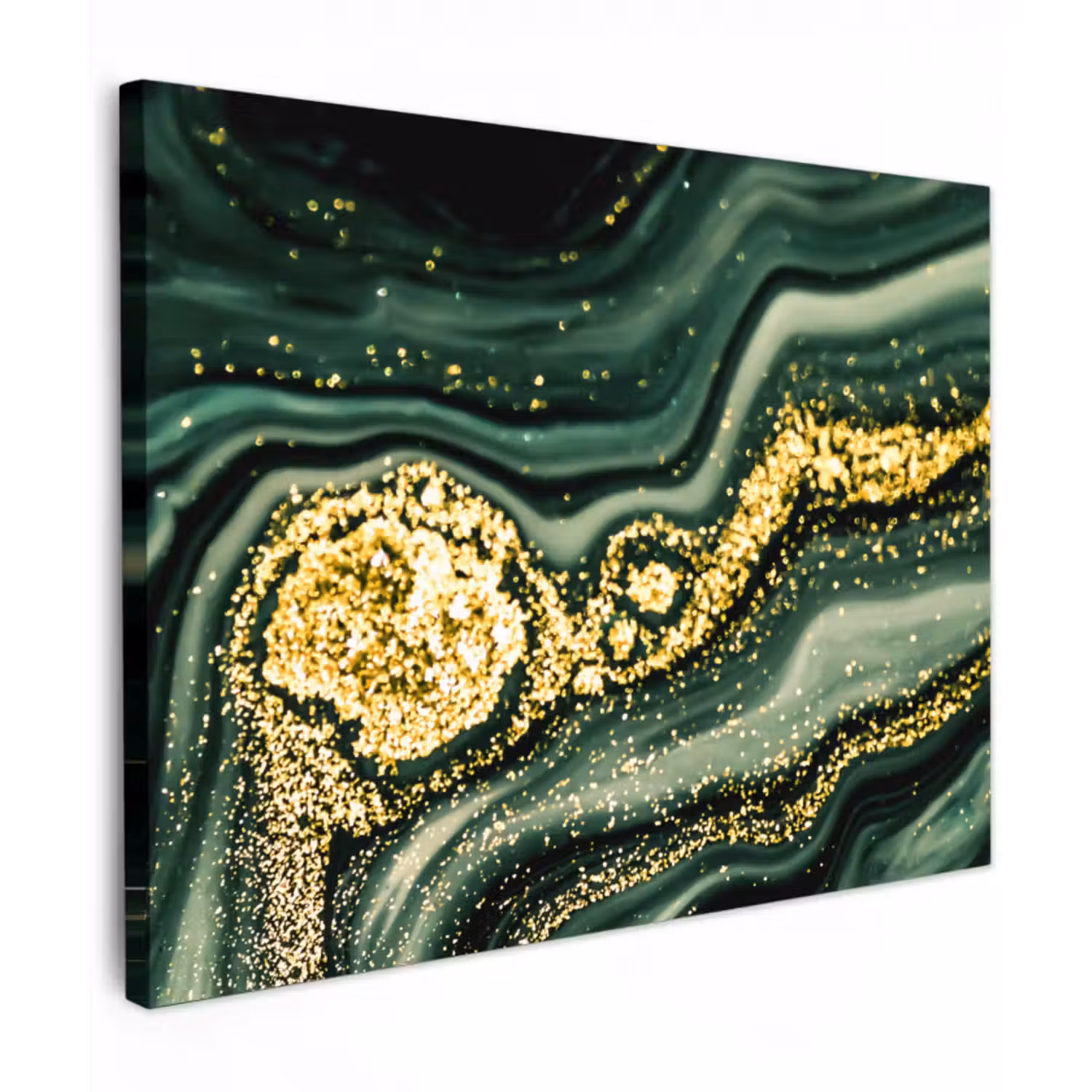 Leinwandbild - Marmor - Gold - Glitter - Grün - Marmoroptik - Luxus