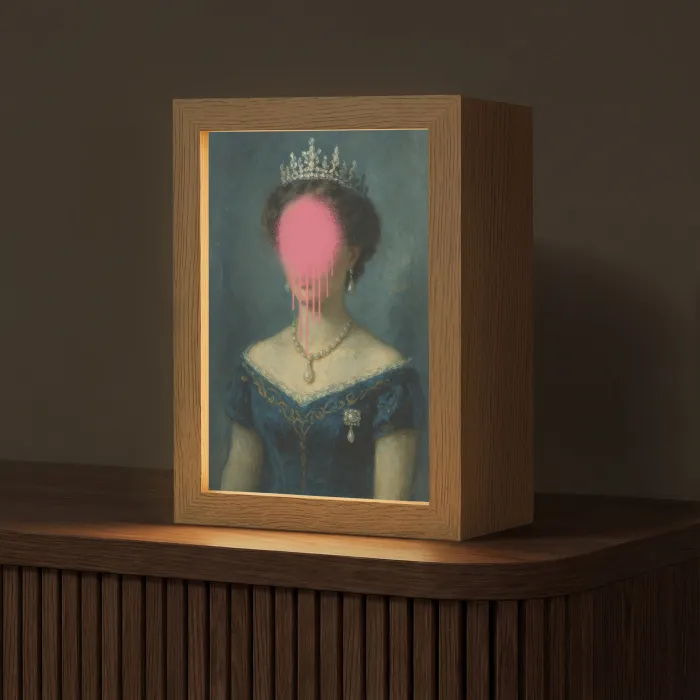 Kroon - Roze druipend verf - Portret Light Box met kabel (Tafellamp) klein -z3d_website