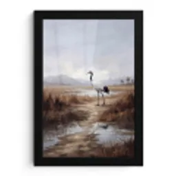 Kraanvogel - Natuur - Realistisch fotolijst zwart zonder passe partout klein -3d