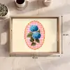 Bloemen - Blauw - Lijst - Bladeren Dienblad Rechthoek middel -USP_Formaat