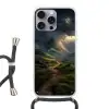 Bergen - Kronkelpad - Groen - Wolken Hoesje iPhone 16 Pro Max met koord klein -3d