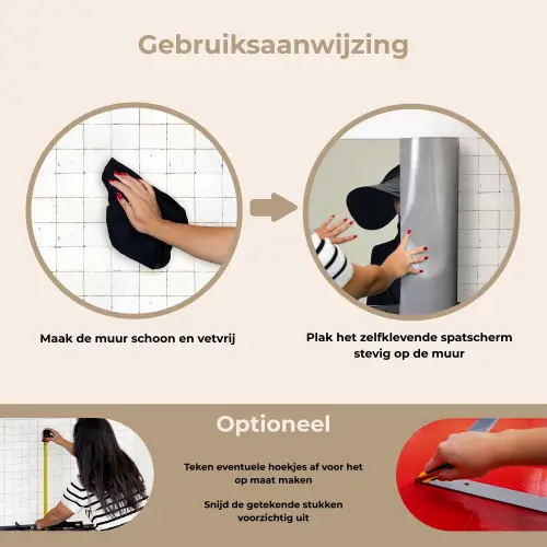 Zwart - Vrouw - Hoed keuken achterwand spatscherm klein -gebruiksaanwijzing_NL