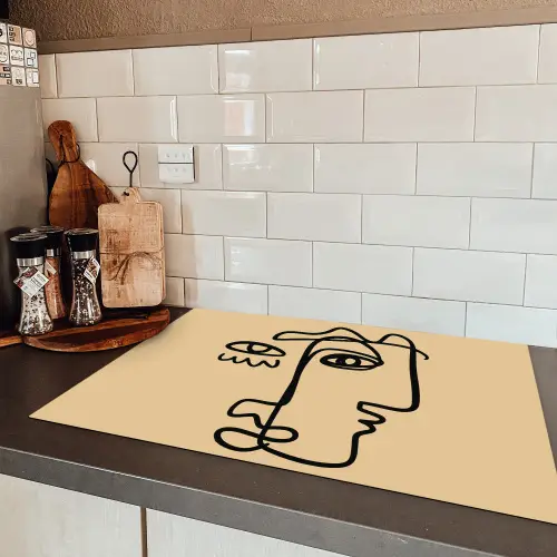 Overlappende profielen - Lichtbruin - Zwart Inductie beschermer vinyl 3mm klein -sfeer3