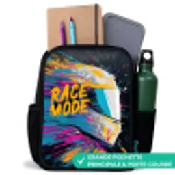 Racehelm - Verfspatten - Penseelstreken - Race mode Rugzak - Zwart middel -inhoud_FR