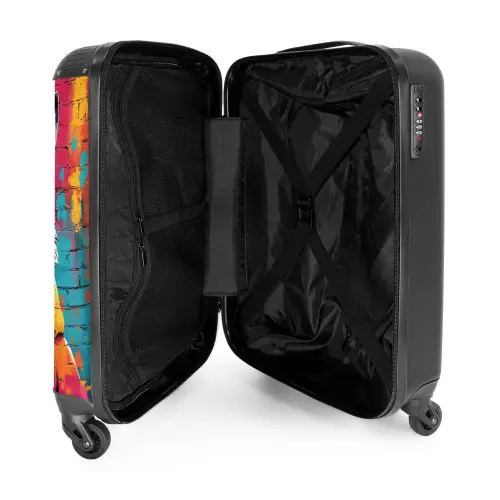 Kleurrijke vos met jas in graffiti stijl NBS - Handbagage koffer - Kinderen Unisex middel -binnenkant