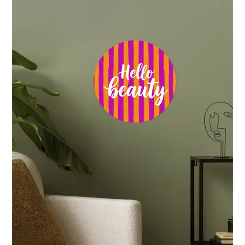 Modern - Hello - Oranje Wandcirkel behangsticker klein -sfeer2