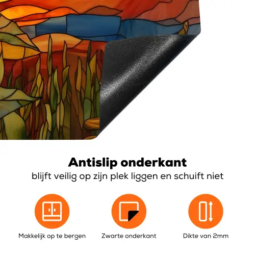 Zonnebloem - Mozaïek - Zonsondergang - Geel Inductie beschermer vinyl 3mm klein -zzzzzzz-td-onderkant