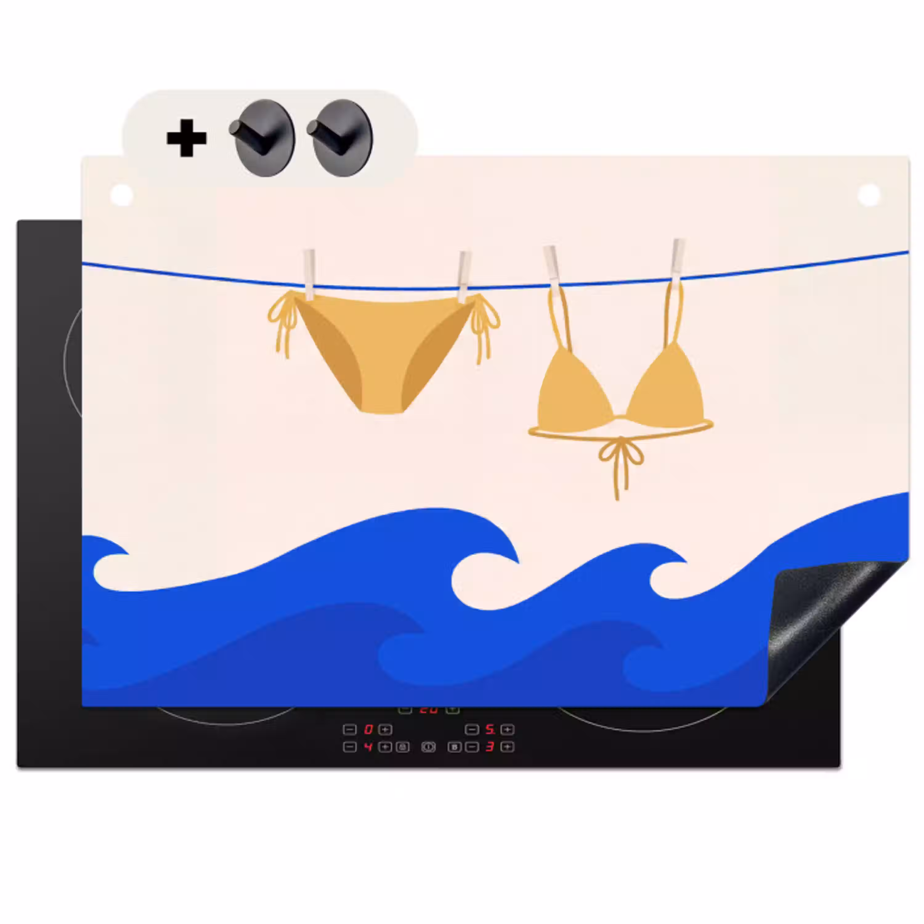 Zwemkleding - Zee - Zomer - Illustratie - Geel Inductie beschemer met haakjes klein -3d