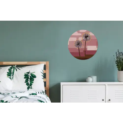 Illustratie - Bloemen - Vlakken - Abstract Wandcirkel aluminium klein -slaapkamer
