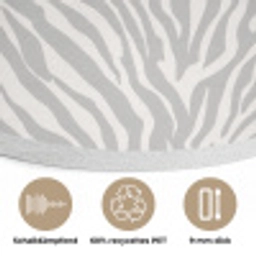 Zebra - Motief - Grijs Akoestische PET Vilt - Rond klein 838 -closeup_DE