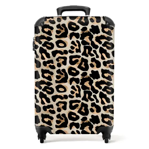 Dierenprint - Bruin - Panter NBS - Handbagage koffer - Unisex middel -productfoto_recht