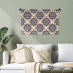 Floraal - Ornament - Blauw Wandkleed katoen klein 269 -sfeer7