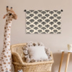 Waaiers - Botanisch - Zwart - Beige Wandkleed katoen klein 269 -wsfeer5_kind