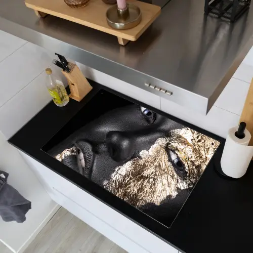 Vrouw - Goud - Zwart - Verf - Luxe Inductie beschemer met haakjes klein -sfeer1