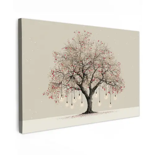 Lichtboom - Winter - Kerst - Meerkleurig canvas 2cm klein -z3d