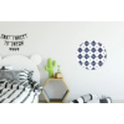 Tegelmotief - Blauw - Wit - Bloem Wandcirkel aluminium klein 190 -kinderkamer