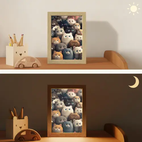 Katten - Dieren - Poes - Design - Meiden - Jongens Light Box met kabel klein -sfeer3_kind