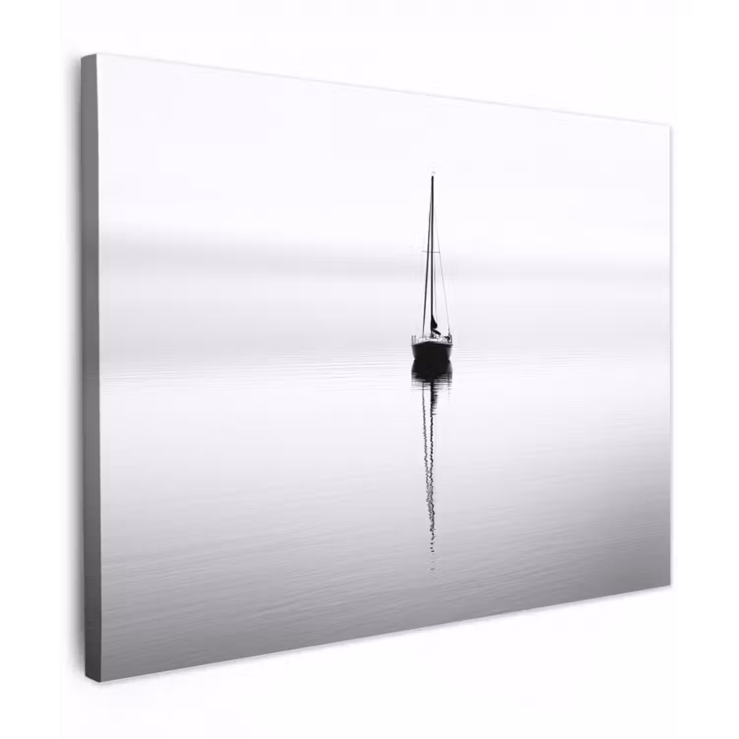 Leinwandbild - Segelboot - Schwarz - Wasser - Silhouette