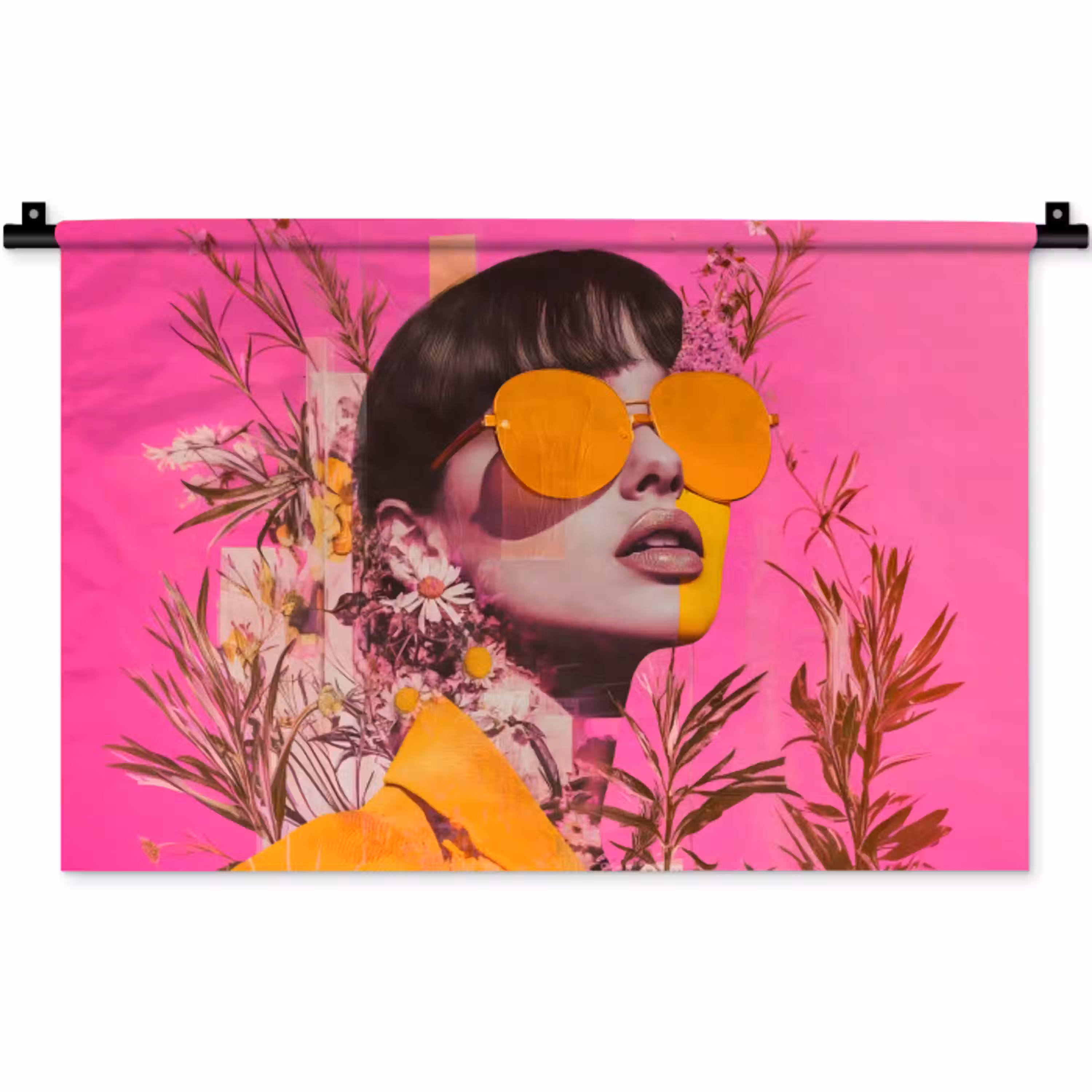 Zonnebril - Oranje - Vrouw - Planten Wandkleed katoen klein -zz3d
