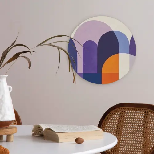 Vormen - Abstract - Grafisch - Oranje Akoestische PET Vilt - Rond klein -sfeer3