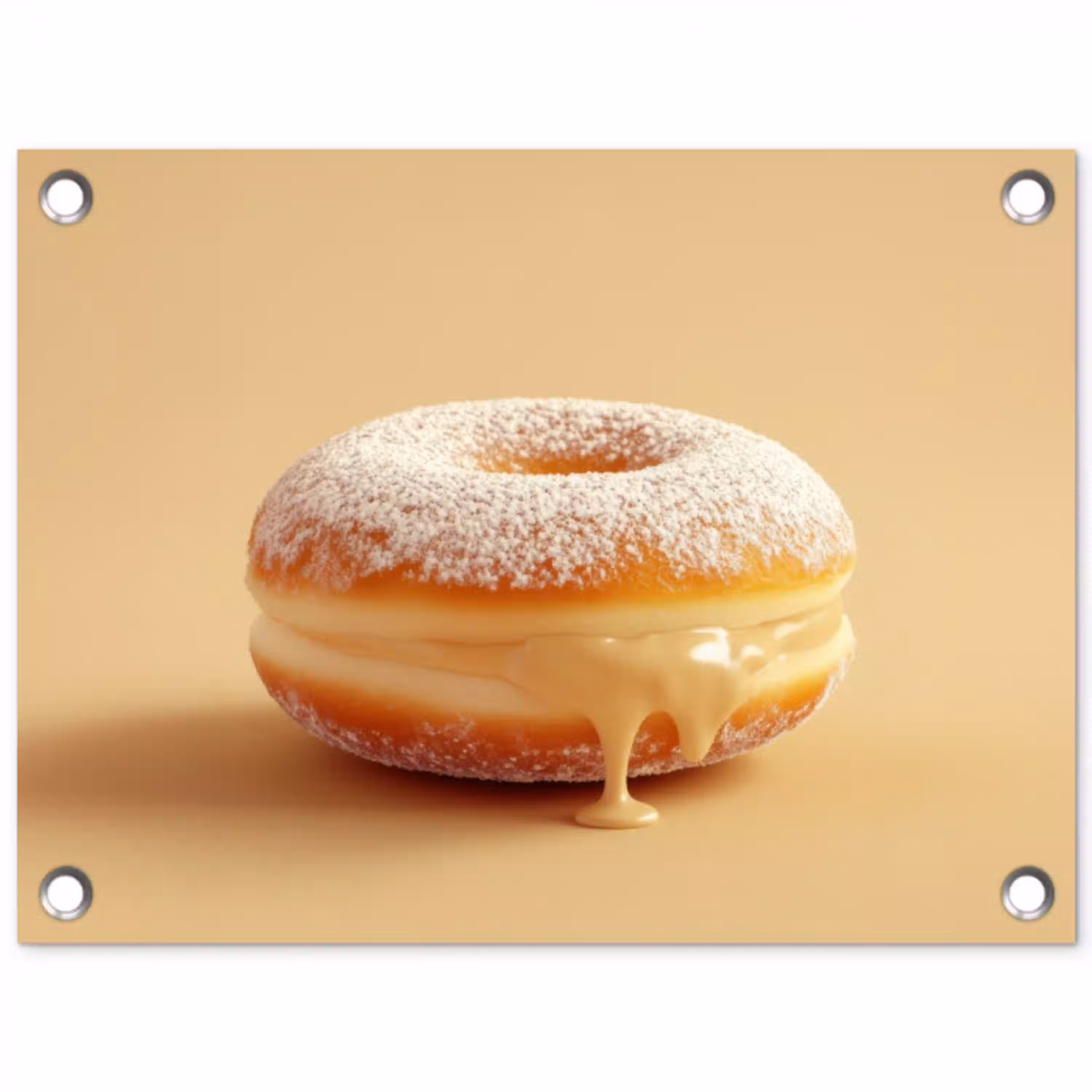 Donut - Romig - Poedersuiker - Beige tuinposter los doek klein -3d