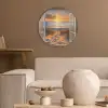Doorkijk - Strand - Duinen - Zonsondergang Akoestische PET Vilt - Rond klein -sfeer1