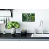 Brug - Hout - Vijver - Waterlelies Muursticker klein -keuken