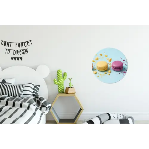 Macarons - Kleurrijk - Pastel Wandcirkel aluminium klein -kinderkamer
