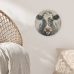 Koe - Portret - Dieren - Modern Akoestische PET Vilt - Rond klein -sfeer4