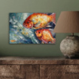 Vissen - Water - Dieren - Kunst - Olieverf aluminium wit klein -sfeer2