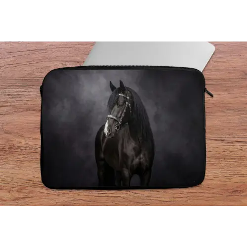 Portret - Paard - Zwart laptophoes neopreen klein -tafel