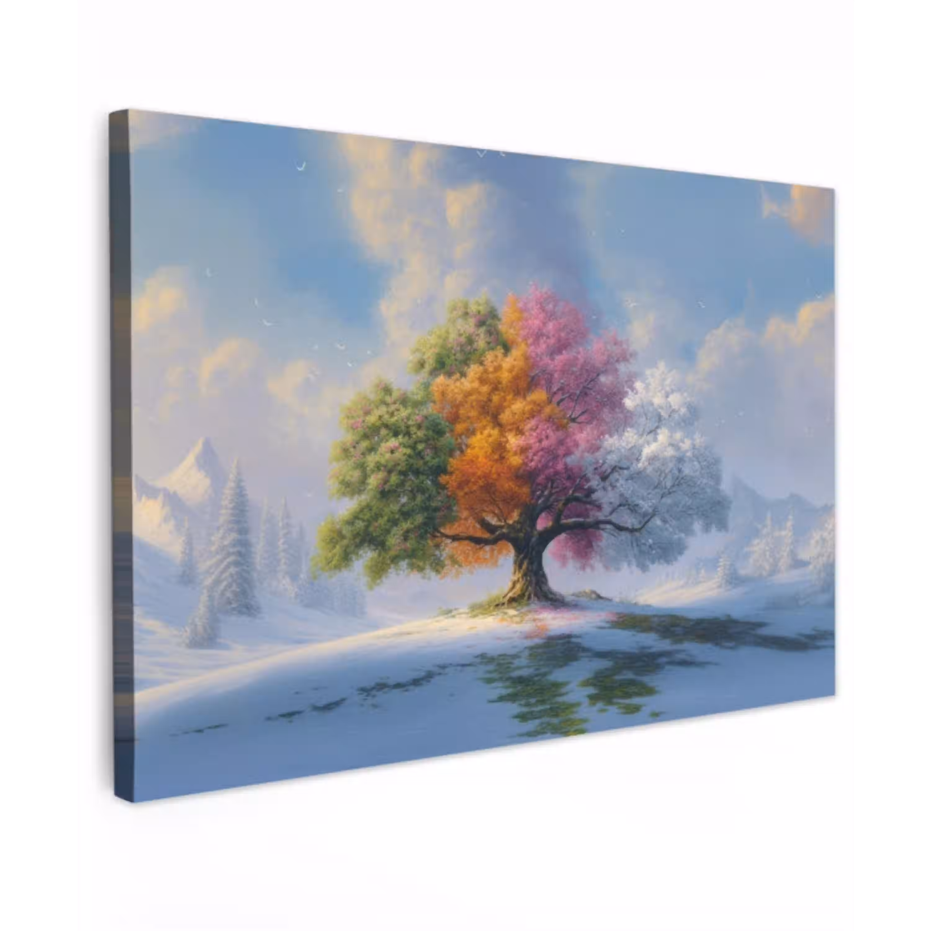 Boom - Seizoenen - Winter - Landschap canvas 2cm klein -z3d