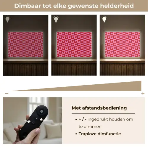 Rood - Roze - Schaakbord - Valentijn Light Box met batterij (Wandlamp) middel -USP_dimbaarNL