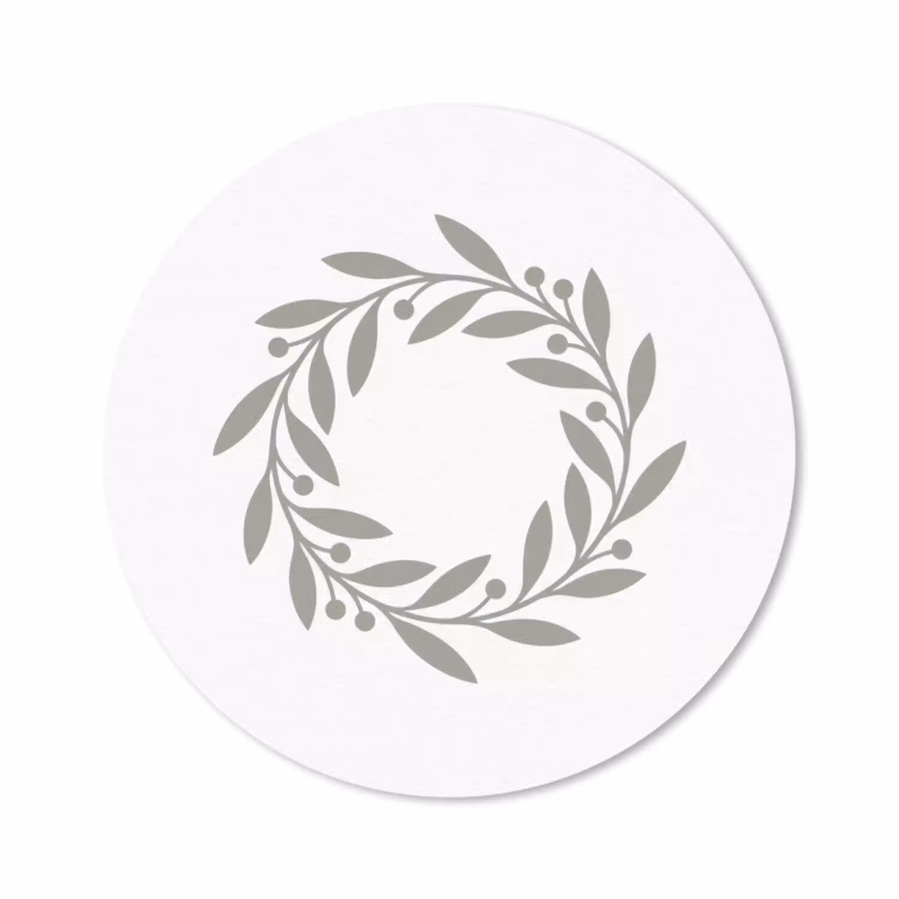 Krans - Bladeren - Natuur - Minimalistisch - Grijs Muismat rond klein -3d