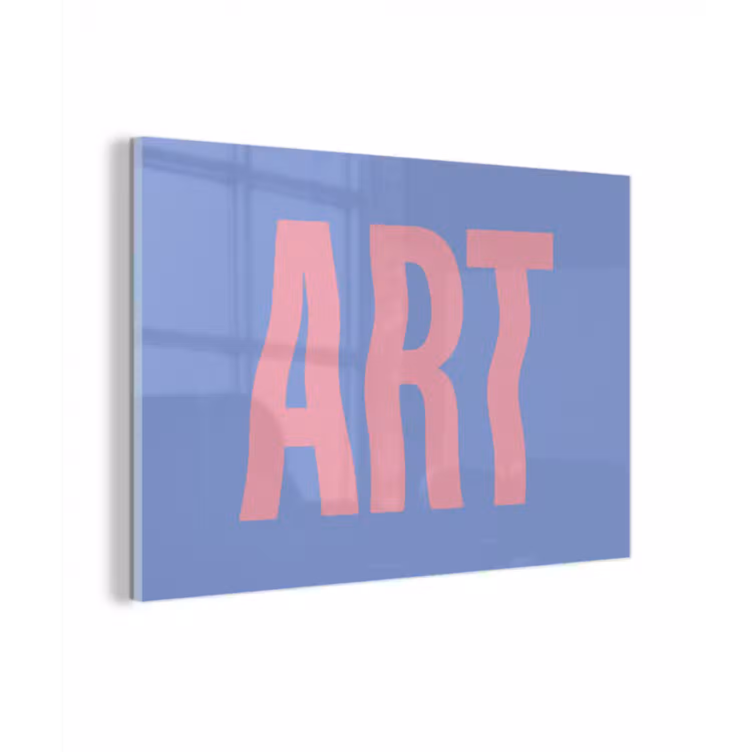 Glas schilderij - Art - Roze - Blauw