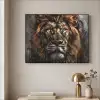Leeuw - Dieren - Portret - Zwart - Luxe Textielframe zwart klein -sfeer2