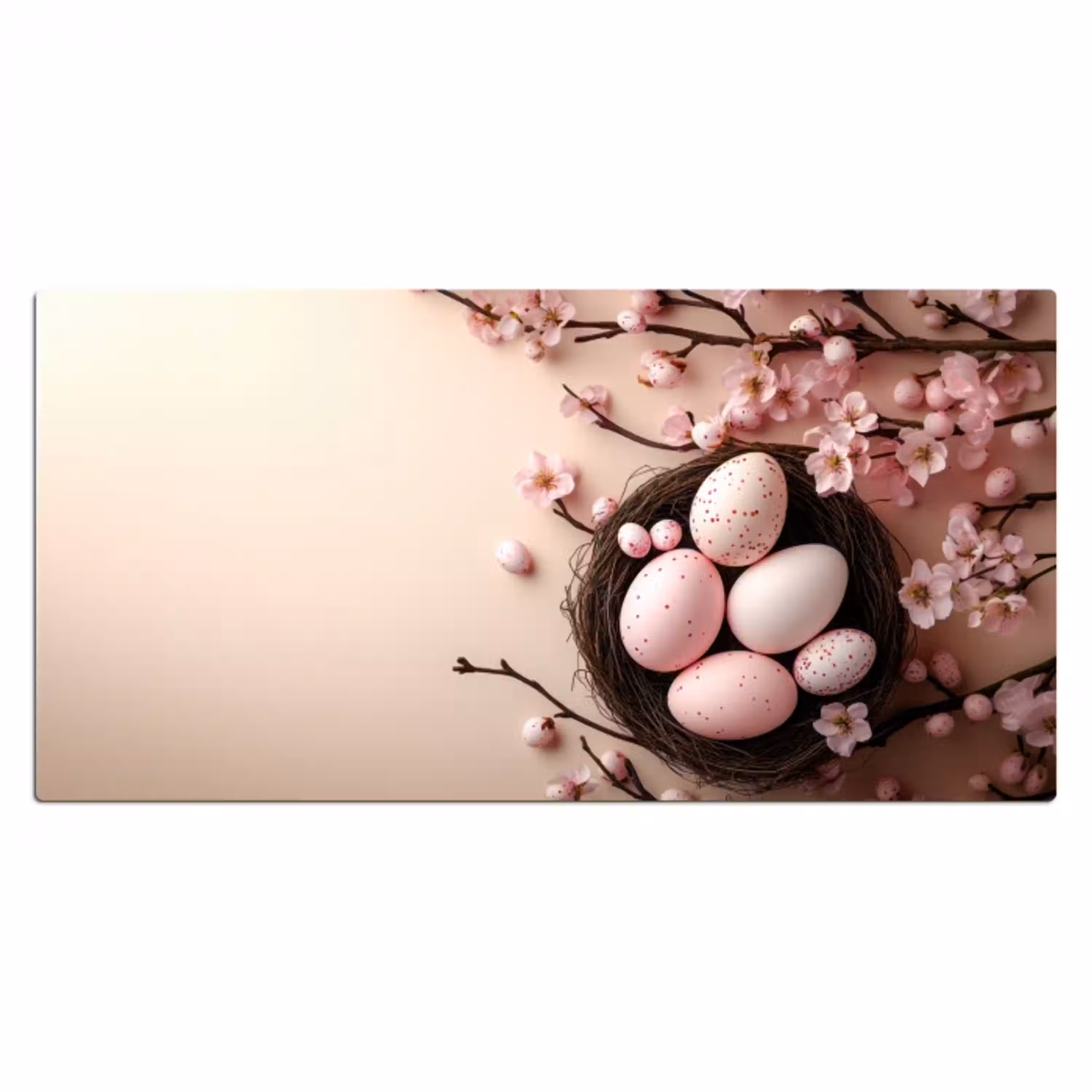 Roze - Bloesems - Eieren Muismat XXL klein -3d_leeg