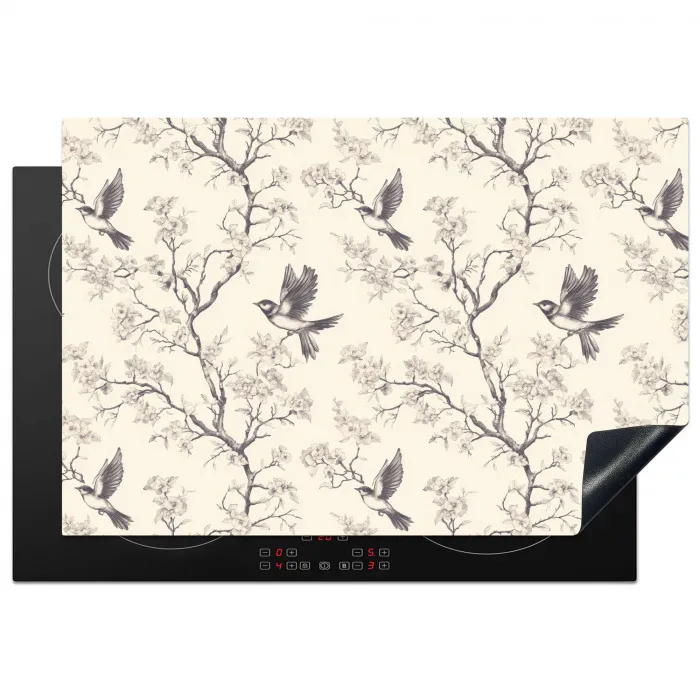Takken - Vogels - Beige Inductie beschermer vinyl 3mm klein 276 -3d