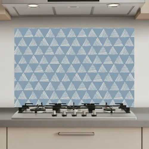 Driehoek - Blauw - Patroon - Strepen keuken achterwand spatscherm klein 900 -3d_website